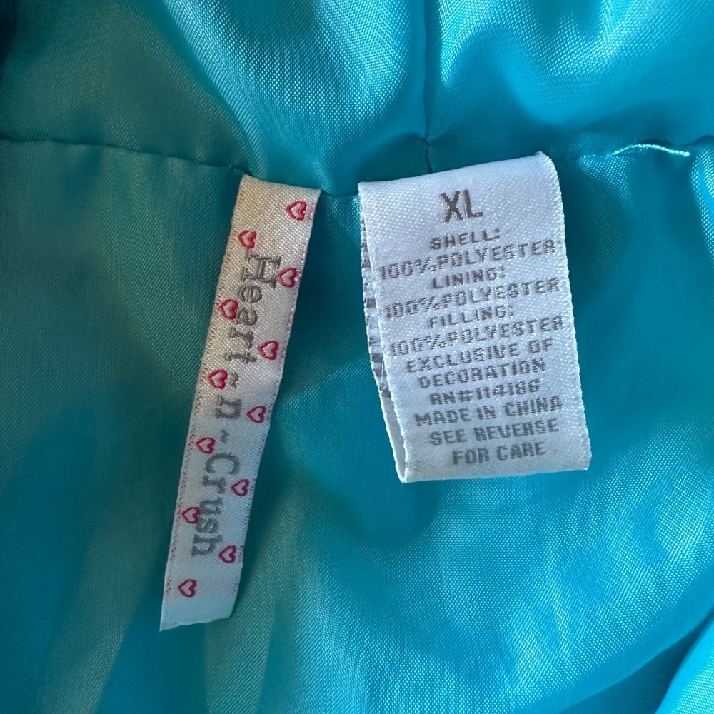 Heart n Crush Girls Sequined Turquoise Vest with hood size XL - Picture 5 of 5